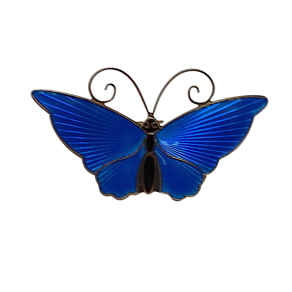 Vintage David-Andersen Norway Sterling 925S Blue Enamel Butterfly Brooch